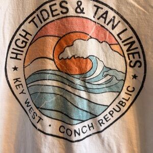 Conch Republic League White Crop Top with Graphic Print